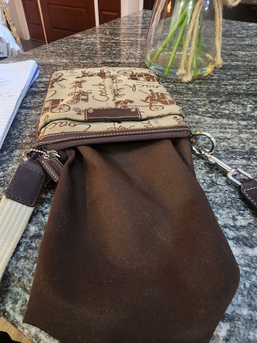 Coach Beige Signature Canvas Crossbody Bag-9×6.5 - Picture 3 of 7